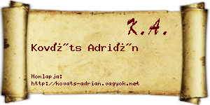 Kováts Adrián névjegykártya
